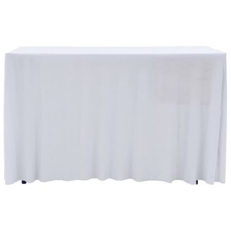 2 pcs Stretch Table Covers with Skirt 183x76x74 cm White