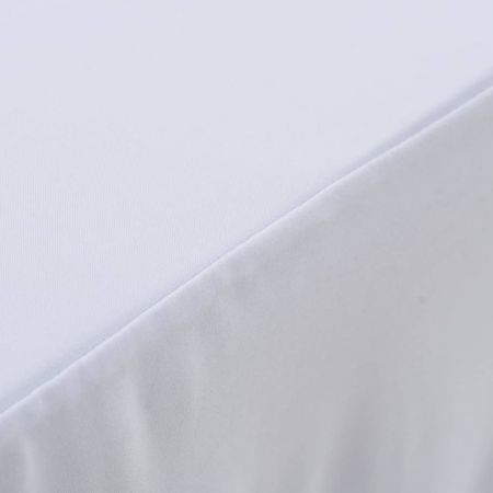 2 pcs Stretch Table Covers with Skirt 183x76x74 cm White