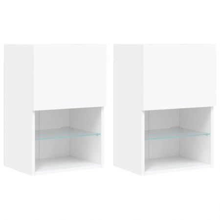 TV Cabinets with LED Lights 2 pcs White 40.5x30x60 cm