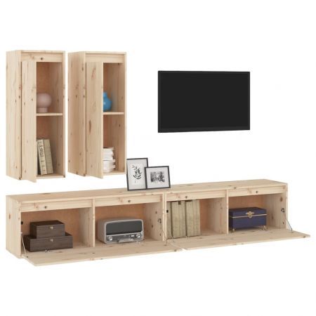 TV Cabinets 4 pcs Solid Wood Pine