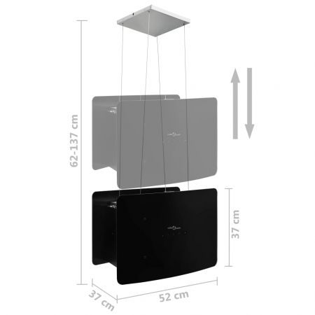 Hanging Island Range Hood Touch Sensor LCD Tempered Glass