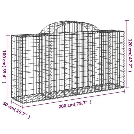 Arched Gabion Baskets 3 pcs 200x50x100/120 cm Galvanised Iron