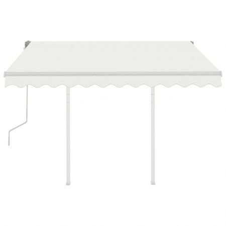 Manual Retractable Awning with Posts 3x2.5 m Cream