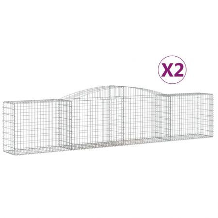 Arched Gabion Baskets 2 pcs 400x50x80/100 cm Galvanised Iron