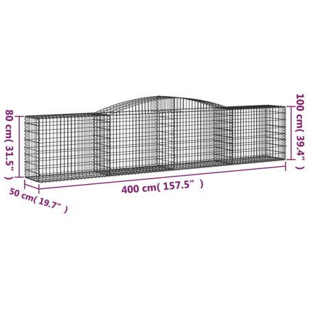 Arched Gabion Baskets 2 pcs 400x50x80/100 cm Galvanised Iron