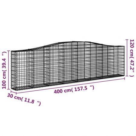 Arched Gabion Baskets 2 pcs 400x30x100/120 cm Galvanised Iron