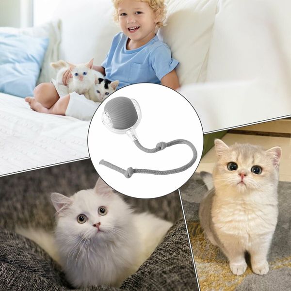 Pet Smart Rolling Ball, Cat Toy Ball, Electric Cat Toy Ball, Self Entertainment Cat Ball, Indoor Cat Toys, Cat Puzzle Toy, Grey