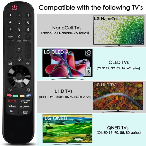 Replacement LG Remote Control for Smart TV,LG Magic Remote AN-MR22GA/22GN with Voice and Pointer Function,Compatible for 2022-2019 LG TVs,OLED,QNED,NANO Cell