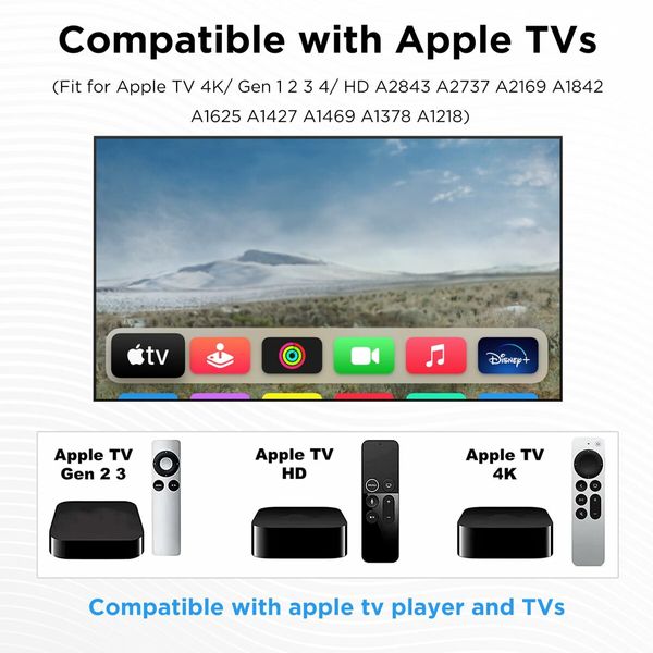Universal Backlit Remote Replacement for Apple TV 4K/ Gen 1 2 3 4/ HD A2843 A2737 A2169 A1842 A1625 A1427 A1469 A1378 A1218,No Voice Function