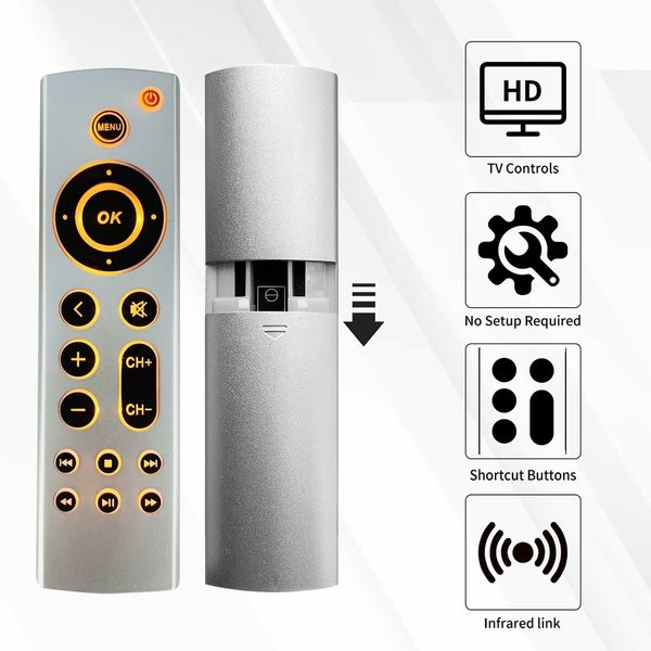 Universal Backlit Remote Replacement for Apple TV 4K/ Gen 1 2 3 4/ HD A2843 A2737 A2169 A1842 A1625 A1427 A1469 A1378 A1218,No Voice Function