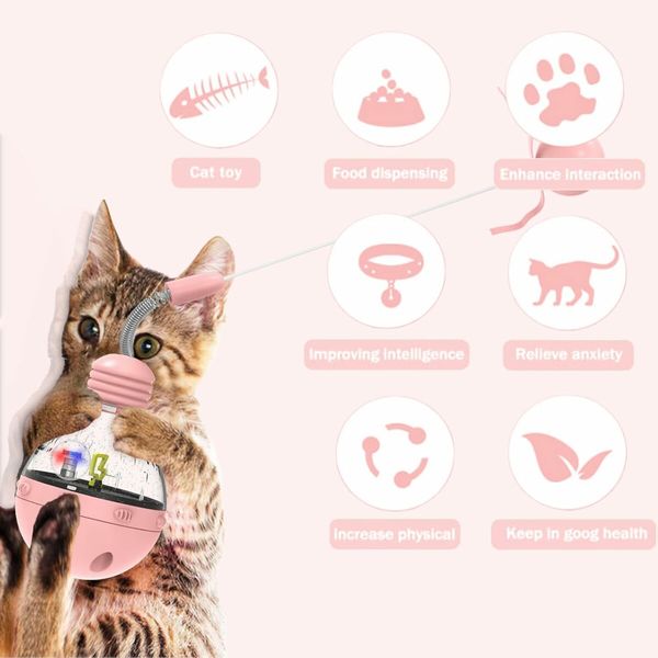 Cat Interactive Toys for Indoor Cats Kitten Wand Toy, Kitty Funny Balls Slow Food Dispenser Feeder Treat Dispensing Feeding Pet Supplies Birthday Gift