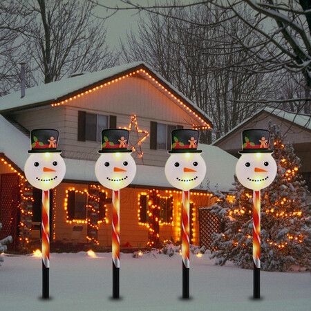 5-in-1 Solar Christmas Snowman Light Garden Stake Lights For Patio, Yard, Garden, Walkway, Lawn Outdoor Christmas Decoration