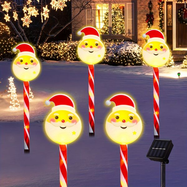 5-in-1 Solar Christmas Santa Light Garden Stake Lights For Patio, Yard, Garden, Walkway, Lawn Outdoor Christmas Decoration