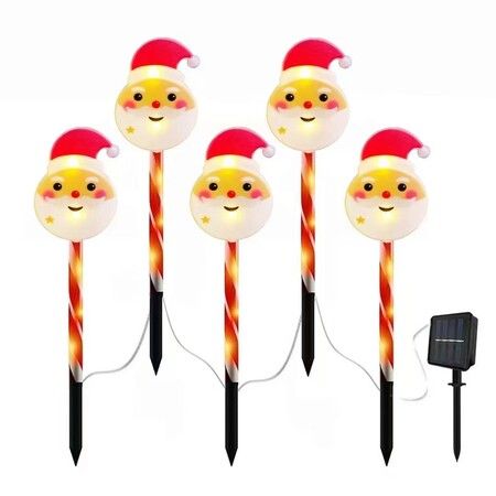 5-in-1 Solar Christmas Santa Light Garden Stake Lights For Patio, Yard, Garden, Walkway, Lawn Outdoor Christmas Decoration