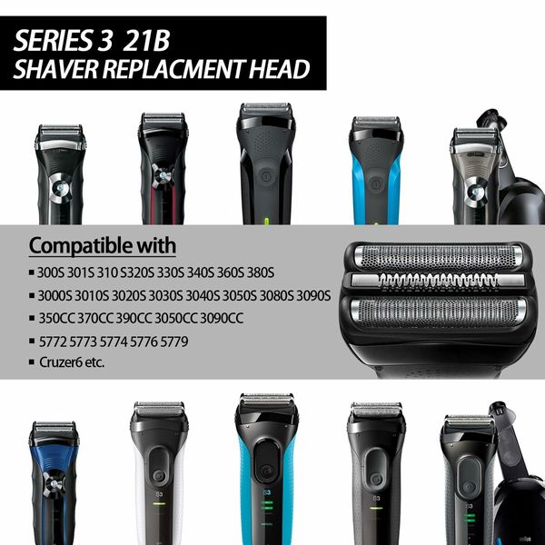 21B S3 Electric Replacement Shaver Head Accessories for Series3 Shaving Razor Head,Suitable for Braun S3 3040s 3000s 3050cc 3010s 3070cc 3080s 3090s 310s 3020s 330s 370cc-4 380s-4,3090cc Etc