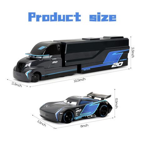 Movie Toys Car, 2PCS Die Cast Metal Alloy Automobiles Toy Transport Truck, Equipped with Detachable Trailers and Container Racing Cars, Mini Racing Carrier Toy for Racing Games For Kids Age 3+