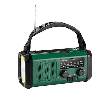 10000mAh Emergency Hand Crank Radio AM/FM with LED Flashlight Solar Radio, Portable Weather Radio for Family Outdoor Camping,Green