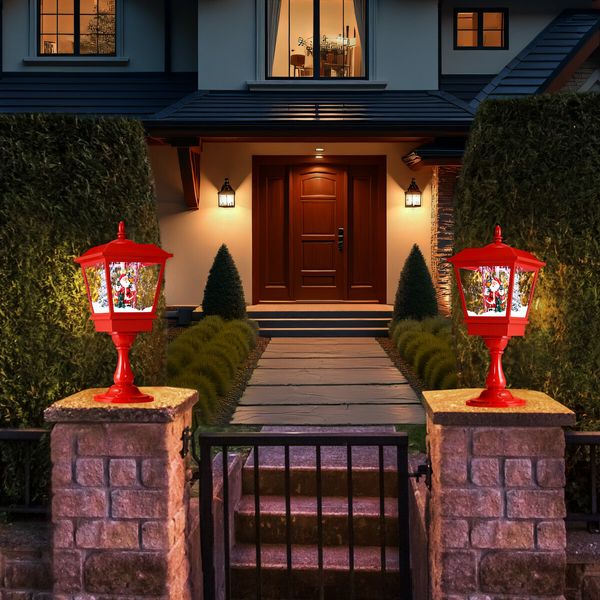 Christmas Led Street Light Snowing Post Xmas Decoration Ornaments Lantern Music Table Lamp Indoor Outdoor Path Garden Main Gate Pole Pillar