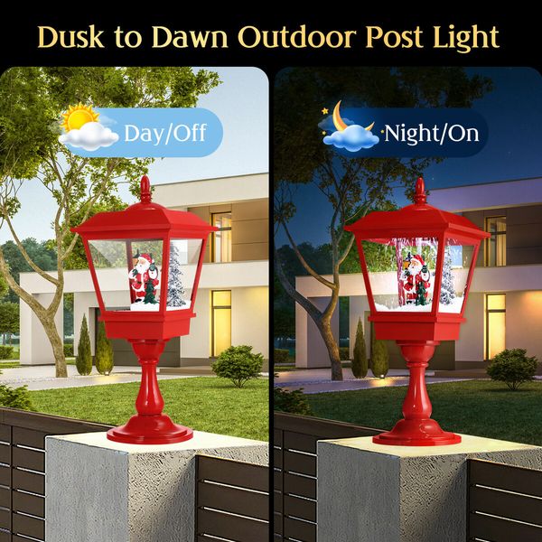 Christmas Led Street Light Snowing Post Xmas Decoration Ornaments Lantern Music Table Lamp Indoor Outdoor Path Garden Main Gate Pole Pillar