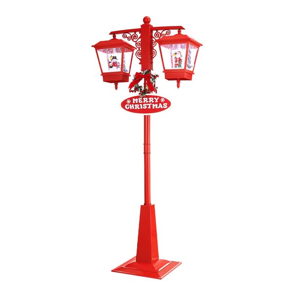 188cm Christmas LED Lights Post Street Xmas Decoration Snowing Music Ornaments Outdoor 2 Head Lamp Path Garden Security Pole Pillar Lantern Driveway