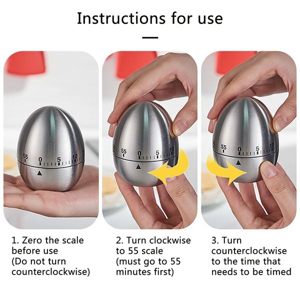 Stainless Steel Kitchen Egg Timer Visual Countdown For Cooking And Baking