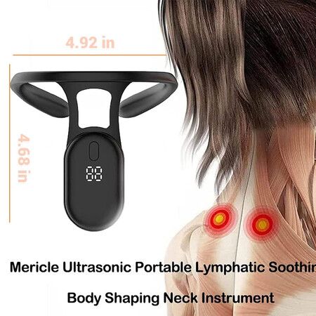 Soothing Neck Instrument, Lymphatic Drainage Device for Neck, Portable Neck Lymphatic Massager, Body Shaping Pose Reminder for Correct Posture, Relief Massage Device for Boy Girl Men Women, Black