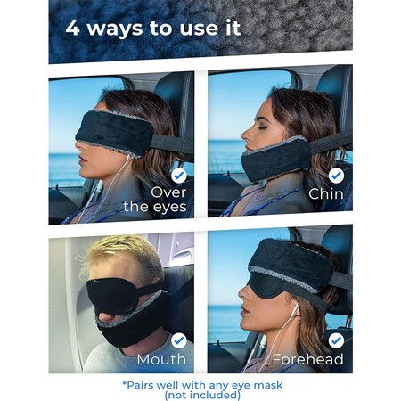 The Travel Pillow Alternative That Stops Head Bobbing, Airplane Straps and Car Support Band Great on Upright Super Comfy and Neck Small Compact