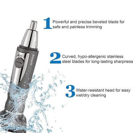 Ear and Nose Hair Trimmer for Men Women, USB Rechargeable Nose Hair Trimmer Clipper, Dual Edge Blades Nasal Trimmer Nose Clippers for Easy Cleansing, Black