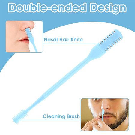 2 in 1 Manual Nose Hair Trimmers 12 Pieces Nasal Hair Cutter for Men Woman, Portable Double Sided Nose Hair Knife Stainless Steel with Brush