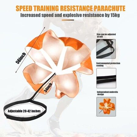 Running Speed Training Speed Chute Resistance Parachute for Speed and Acceleration Training Fitness Explosive Power Training 56 Inch