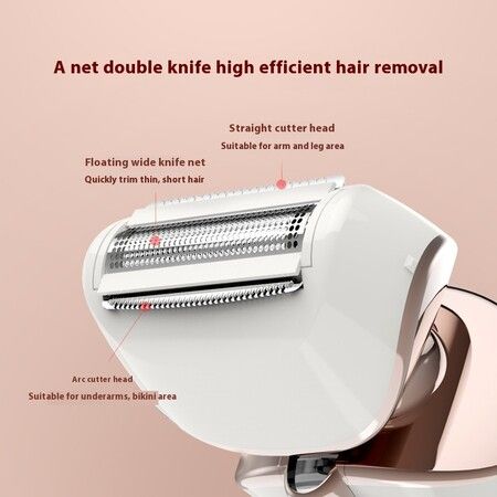 Gold Women Electric Shaver Portable Hair Removal Trimmer for Legs Underarm Bikini Area Wet Dry Use