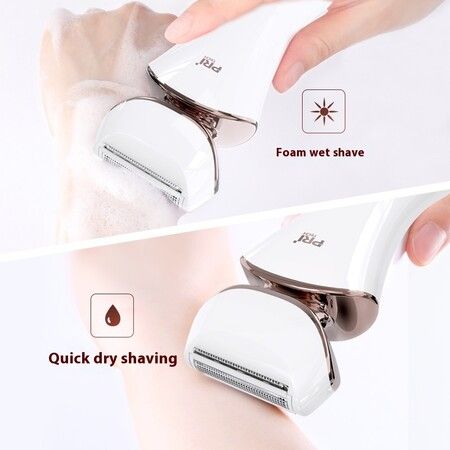 Gold Women Electric Shaver Portable Hair Removal Trimmer for Legs Underarm Bikini Area Wet Dry Use