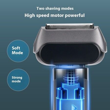 Mens Reciprocating Electric Shaver Type-C Rechargeable IPX7 Waterproof Power Display Wet And Dry Use