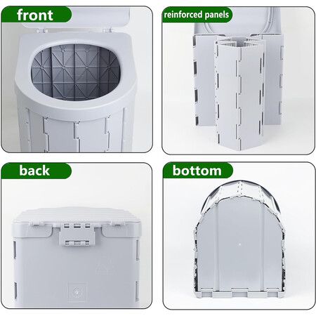 Portable Toilet for Camping, Portable Potty for Men Women, Porta Potty Travel Toilet Commode Bucket Toilet for Camping, Car, Travel, Outdoor, Hiking, Backpack, Trips, Tent, Boat, Beach, Traffic Jam, Home, White