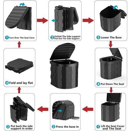 Portable Toilet for Camping, Portable Potty for Men Women, Porta Potty Travel Toilet Commode Bucket Toilet for Camping, Car, Travel, Outdoor, Hiking, Backpack, Trips, Tent, Boat, Beach, Traffic Jam, Home, Black