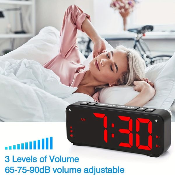 Large Digital Alarm Clock Big Numbers for Seniors, Electric Clocks for Bedroom, Jumbo Display Fully Dimmable Brightness, Adjustable Alarm Volume