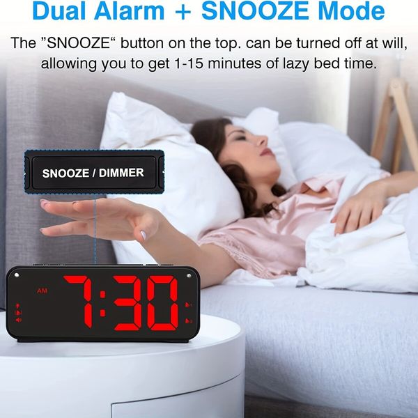 Large Digital Alarm Clock Big Numbers for Seniors, Electric Clocks for Bedroom, Jumbo Display Fully Dimmable Brightness, Adjustable Alarm Volume