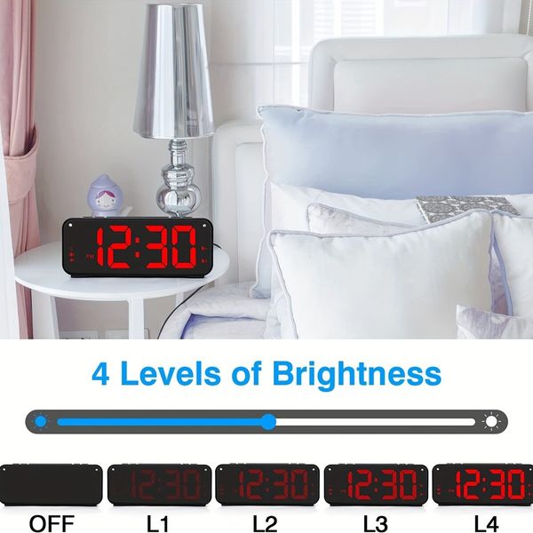 Large Digital Alarm Clock Big Numbers for Seniors, Electric Clocks for Bedroom, Jumbo Display Fully Dimmable Brightness, Adjustable Alarm Volume