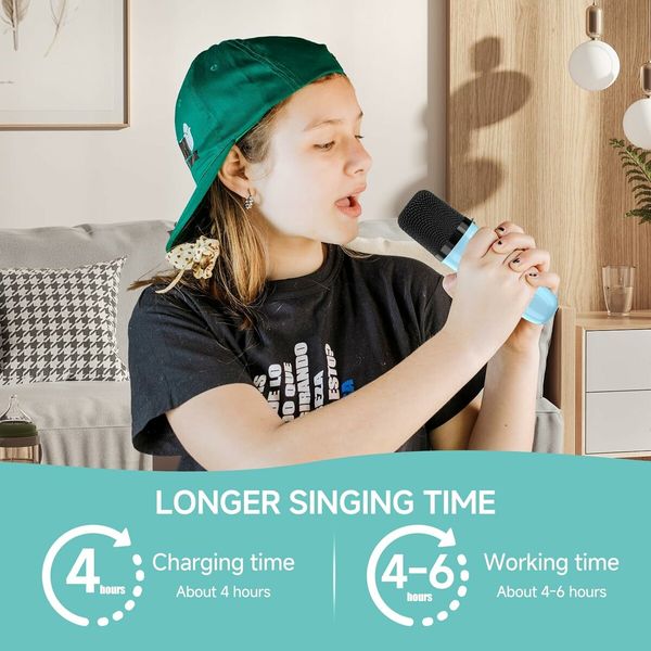 Mini Karaoke Machine for Kids,Portable Bluetooth Karaoke Machine with 2 Wireless Microphones, for Birthday Home Party,Gift for Girls Boys