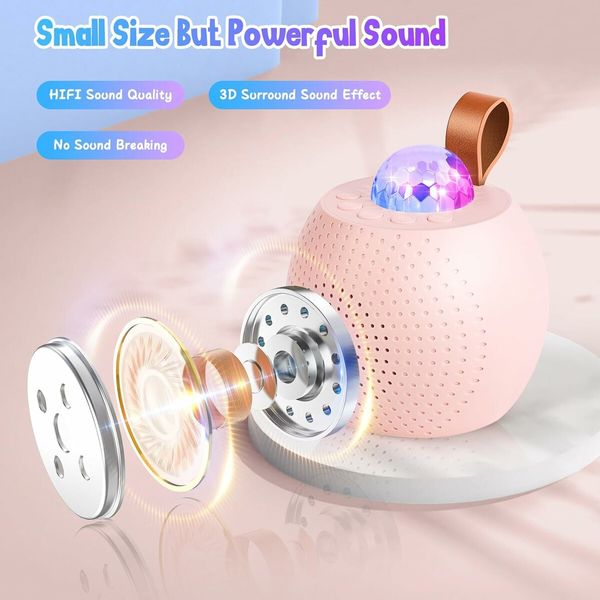 Mini Karaoke Machine for Kids, Bluetooth Speaker with 2 Wireless Microphones, Portable Microphone Speaker with Colorful LED Disco Lights for Home Party