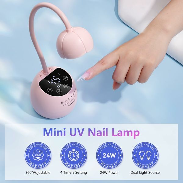 UV LED Nail Lamp for Gel Nails Dryer Cherie Cordless with 4 Times,Auto Sensor Professional Fast Flash Curing for Gel Polish Nail Art