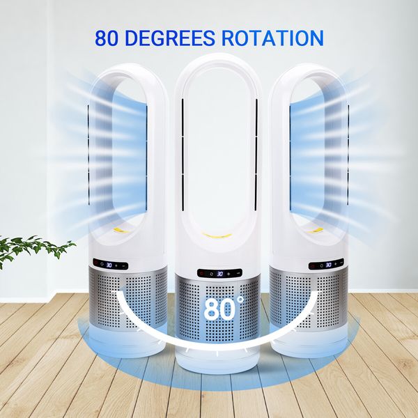 Tower Fan Heater Cooler 3in1 Electric Bladeless Oscillating Space Hot Cool Air HEPA Filter Purifier Remote Control Timer