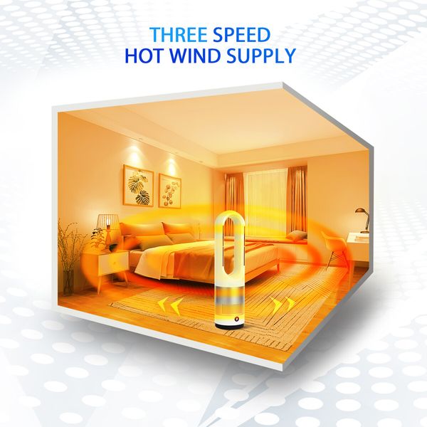 2in1 Bladeless Fan Heater Electric Oscillation Space Tower Cool Air Hot Remote Control Timer Home Office Bedroom Floor