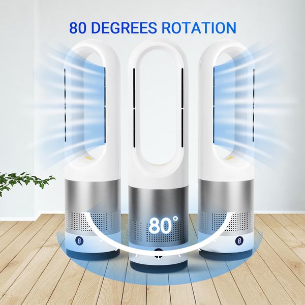 2in1 Bladeless Fan Heater Electric Oscillation Space Tower Cool Air Hot Remote Control Timer Home Office Bedroom Floor