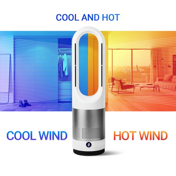 2in1 Bladeless Fan Heater Electric Oscillation Space Tower Cool Air Hot Remote Control Timer Home Office Bedroom Floor