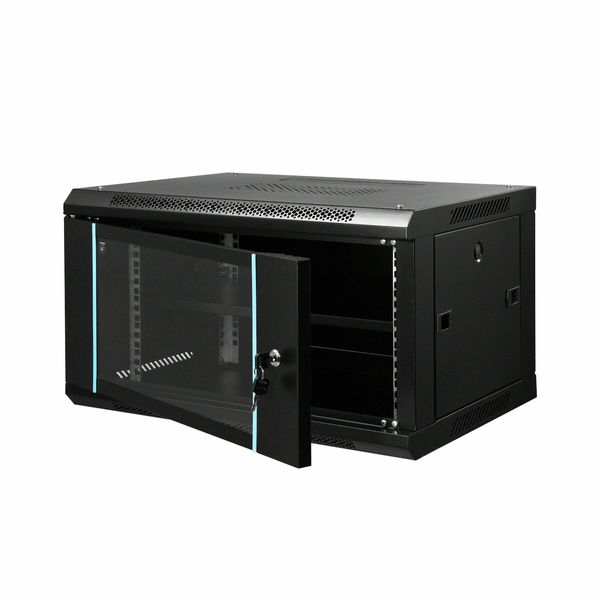 6U Network Server Cabinet Wall Mount Data Rack Enclosure 19 Inch Deep with Removable Side Panels Locking Glass Door for IT Computer Equipment