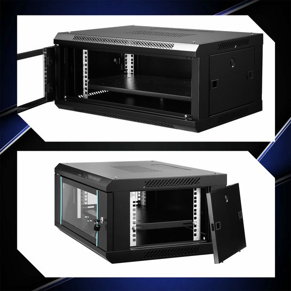 4U Network Server Cabinet Wall Mount Data Rack Enclosure 19 Inch Deep with Locking Glass Door Removable Side Panels for IT Computer Equipment