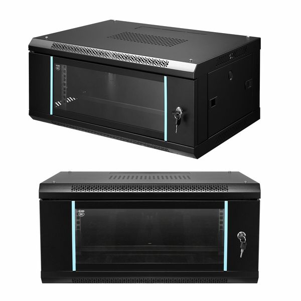 4U Network Server Cabinet Wall Mount Data Rack Enclosure 19 Inch Deep with Locking Glass Door Removable Side Panels for IT Computer Equipment