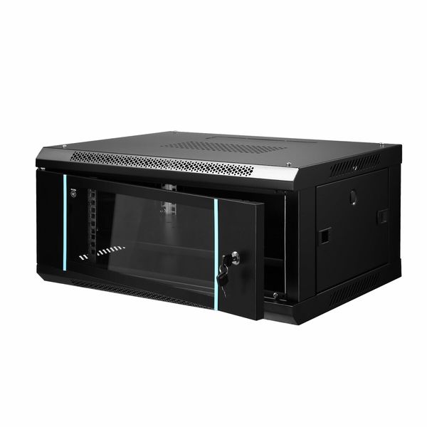 4U Network Server Cabinet Wall Mount Data Rack Enclosure 19 Inch Deep with Locking Glass Door Removable Side Panels for IT Computer Equipment