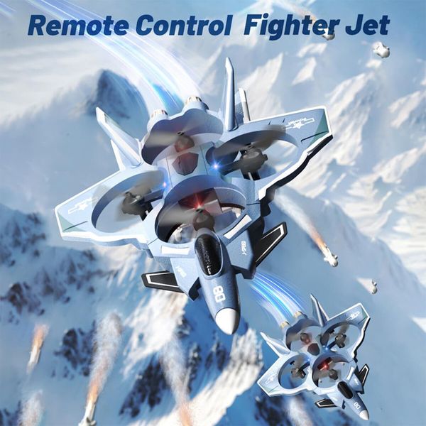 RC Fighter Jet,RC Plane 2.4GHz 4CH Remote Control Airplane with Camera,Foam RC Aircraft Glider with 3D Flip,Altitude Hold,Headless Mode (Blue)